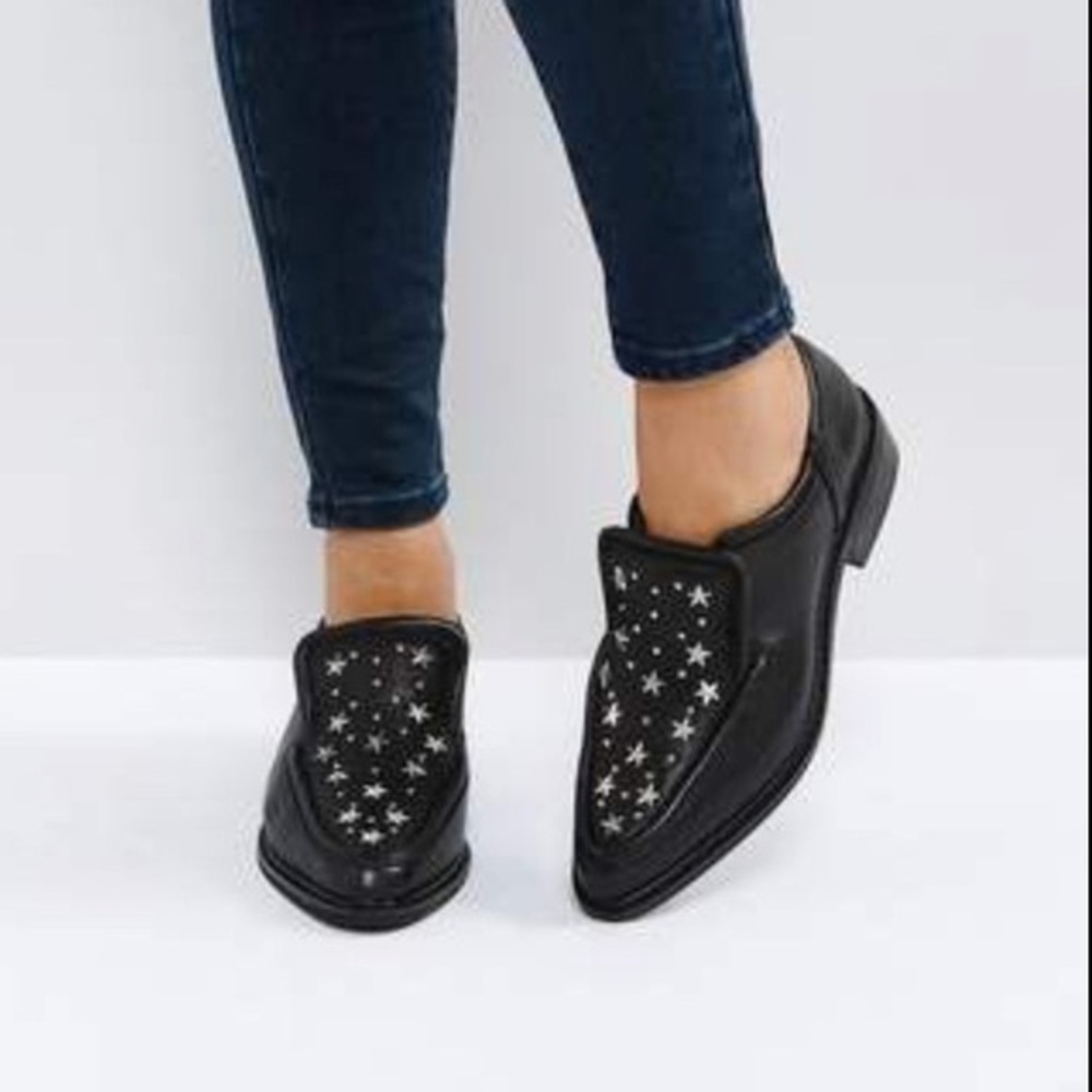 Sol Sana Nancy Black Star Studded Leather Flats